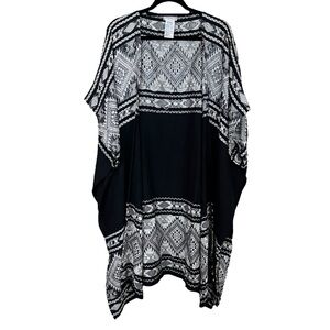 Free People Black and Cream Metallic Duster Kimono